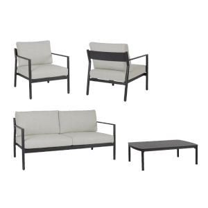 Bizzotto Lounge-Set Sirius anthrazit mit 2 Sesseln, Sofa und Tisch für den Garten.