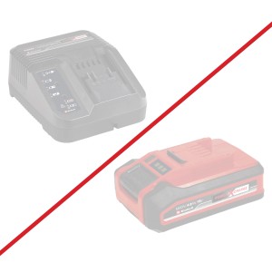 Einhell Power X-Change Akku und Ladegerät für Gras- und Strauchschere.