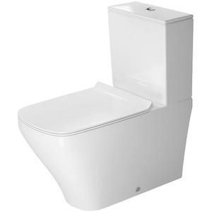 Weißes Duravit Stand-WC DuraStyle mit Tiefspüler und Vario-Abgang, 70,5 cm hoch.