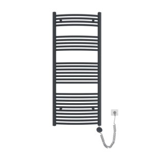Emke elektrischer Badheizkörper, gebogen, anthrazit, 140x60cm. Mit Thermostat, ideal als Handtuchtrockner.