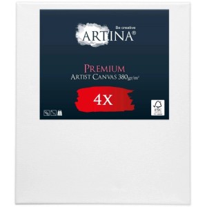 Artina Keilrahmen Premium, 50x70cm, 4er Set. Leinwand, 380g/m², weiß grundiert.