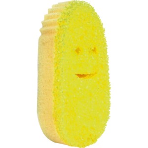 Gelber Dish Daddy Nachfüllschwamm, 2er-Pack für Spülbürste, mit Smiley-Gesicht.