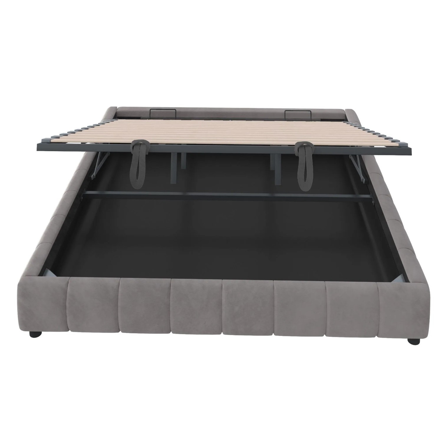 okwish Polsterbett 180x200cm mit LED Beleuchtung und Stauraum Grau ohne Matratze_6