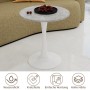 okwish Couchtisch mit Marmor Tischplatte Wohnzimmer Esszimmer 70x70x72cm Weiß Grau_7