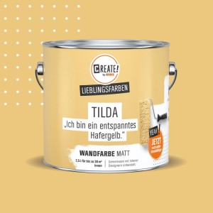 Farbeimer CREATE! by OBI Wandfarbe Lieblingsfarbe Tilda Hafergelb, matte Innenfarbe