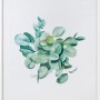 Weißer Kunststoff Bilderrahmen 50x70 cm mit Aquarell-Eukalyptus Motiv.