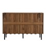 okwish Sideboard mit Wellentüren Wohnzimmer Flur Esszimmer 120x35x80cm Braun_8