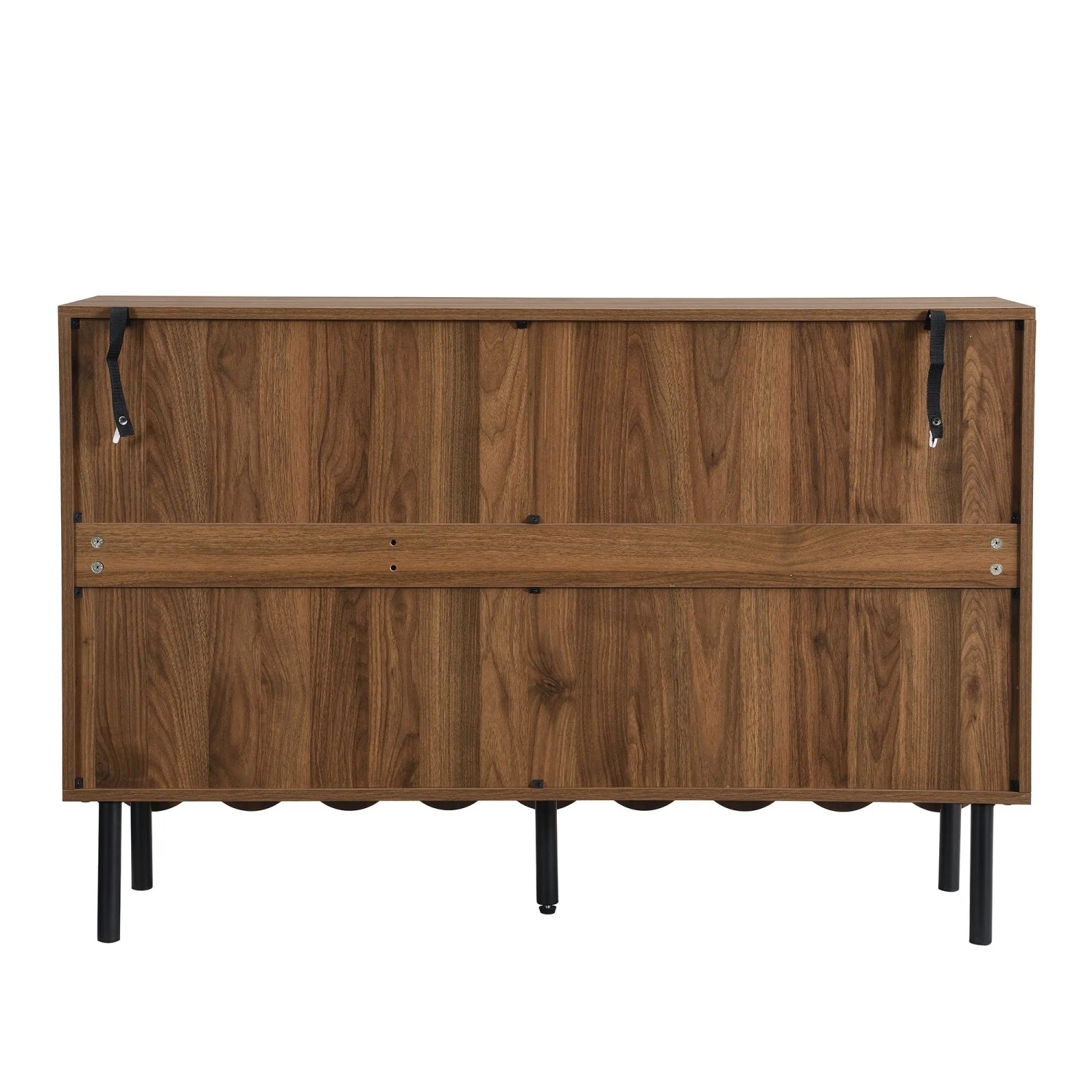 okwish Sideboard mit Wellentüren Wohnzimmer Flur Esszimmer 120x35x80cm Braun_8