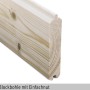 Detailaufnahme einer 28 mm Blockbohle mit Nut für Skan Holz Gartenhaus Palma 1.