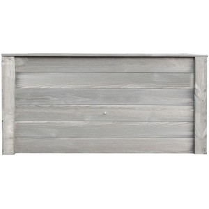 Graues Holz-Hochbeet, 150x76x79 cm, ideal für Gemüse und Kräuter im Garten.
