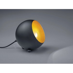 Moderne Reality Tischlampe Billy, schwarz matt mit goldenem Innenleben. Design-Tischleuchte.