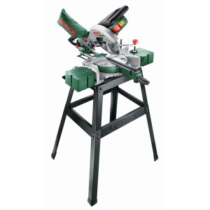 Bosch PCM 8 S Kapp- und Gehrungssäge mit Zugfunktion und Untergestell im Set.