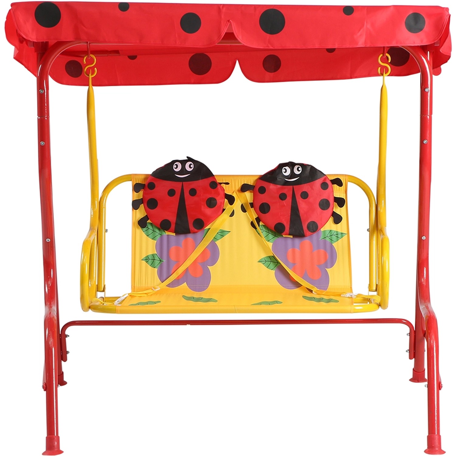 Siena Garden Kinder-Hollywoodschaukel Marie, rot mit Marienkäfer-Motiv, für Gartenmöbel.