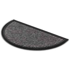 Halbrunde, graue Astra Türmatte Border Star, 40x70 cm, mit Muster-Rand. Fußmatte für den Eingangsbereich.