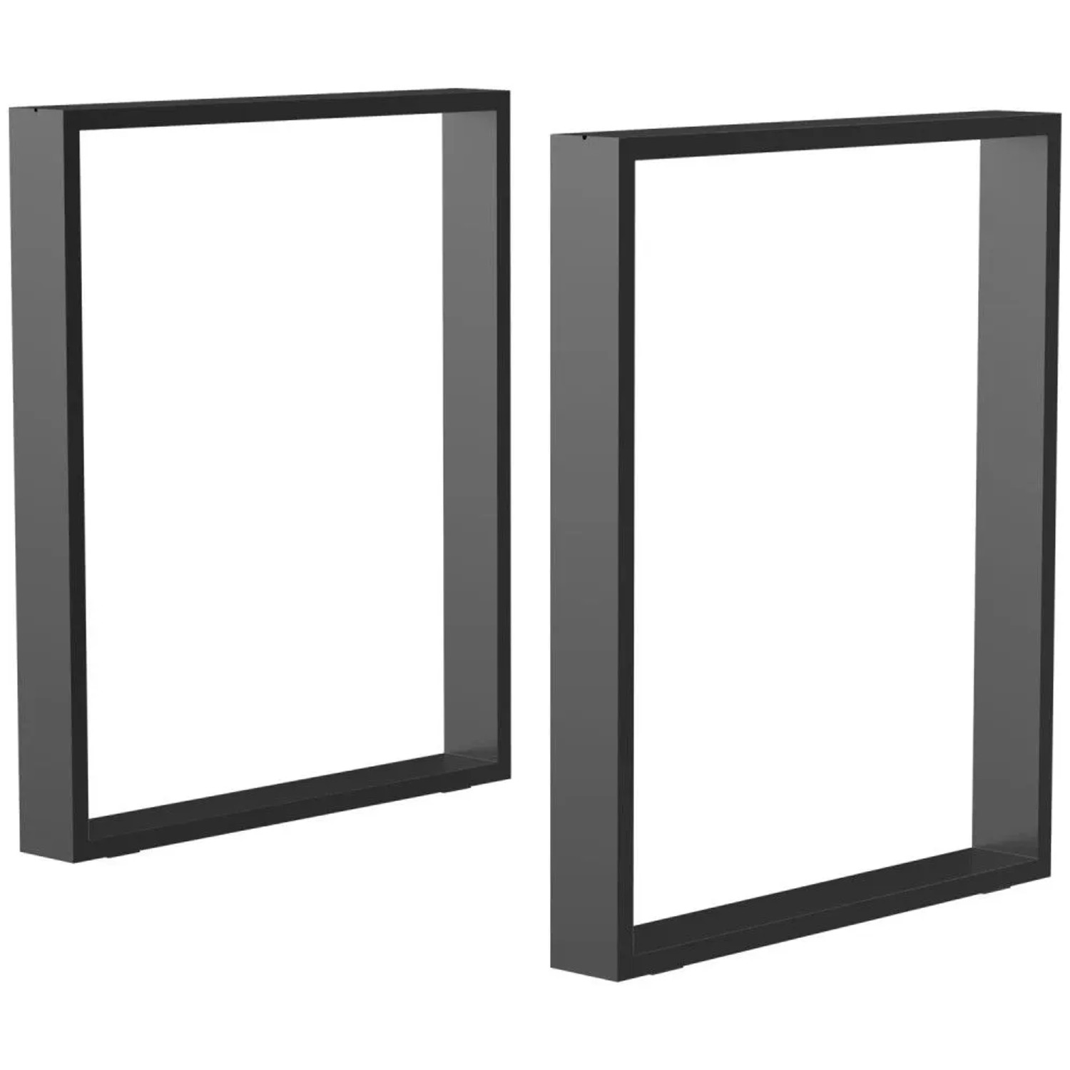 HOMCOM Tischbeine 2er-Set: schwarze, robuste Stahl-Vierkantprofile im Industriedesign für Möbel.