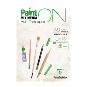 Clairefontaine Block Paint'On Gekörnt A6 15 Blatt 250 g Weiß