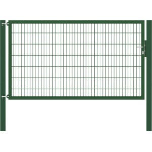 Grünes Gartentor Flexo Plus, 250x140 cm, mit Pfosten. Zauntor aus Stahl mit Doppelstabmatte.