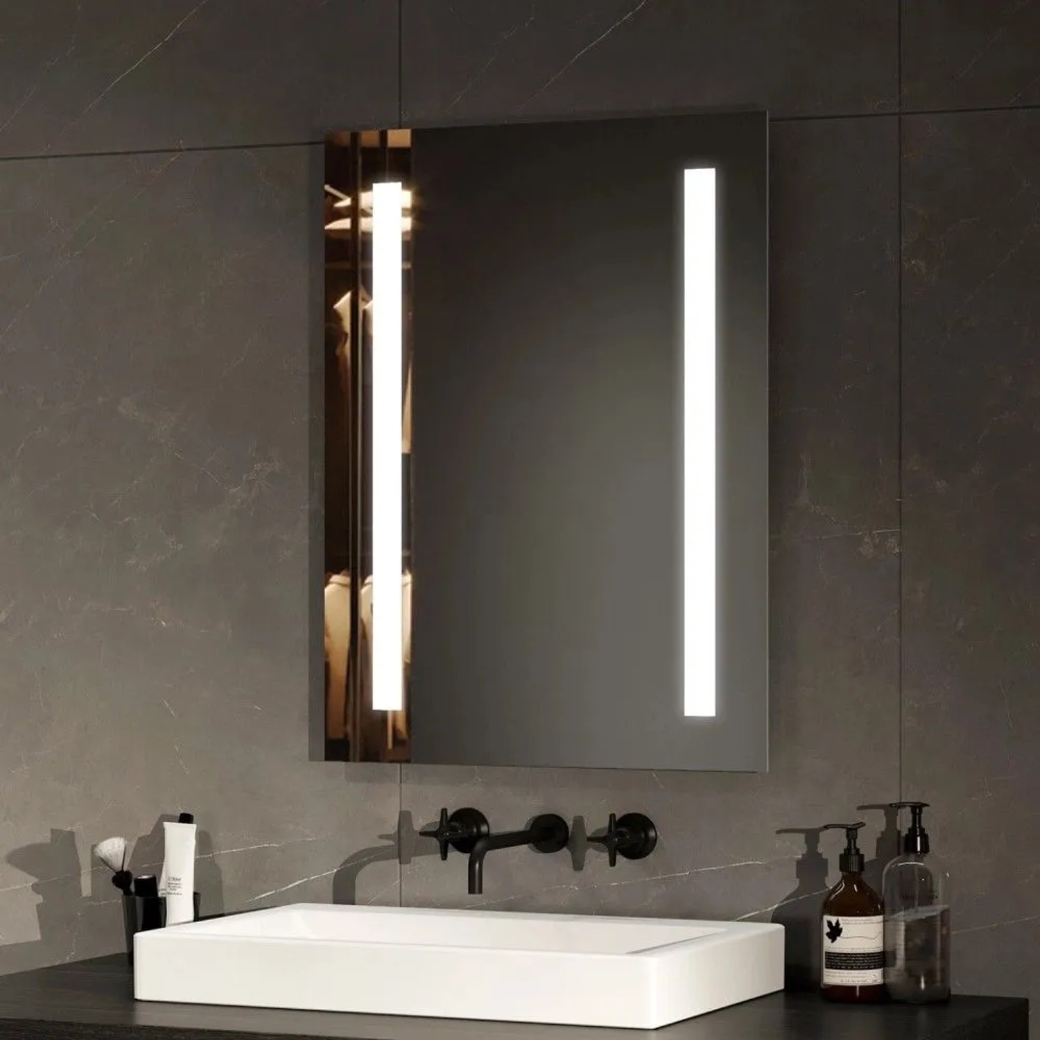 Emke LED Badspiegel 45 x 60 cm Badezimmerspiegel mit Kippschalter Anti-Beschlag KaltweißWarmweiß_7
