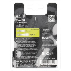Bosch H4 Plus90 Halogenlampe für Autos: Mehr Licht und Sicherheit im Straßenverkehr.