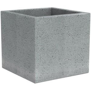 Scheurich C-Cube Pflanzkübel, 28,5 cm, Stony Grey, Betonoptik, quadratisch.