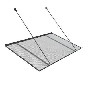 Anthrazitfarbenes Roro Vordach V150 mit klarer Stegplatte und UV-Schutz, 120x69x74 cm.