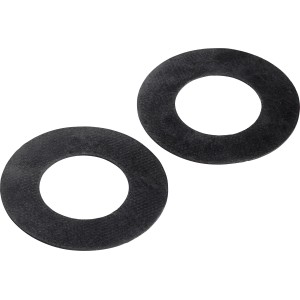 Zwei schwarze Stopfventildichtungen (Ø 44 mm x Ø 84 mm) für Siphons und Ventile.