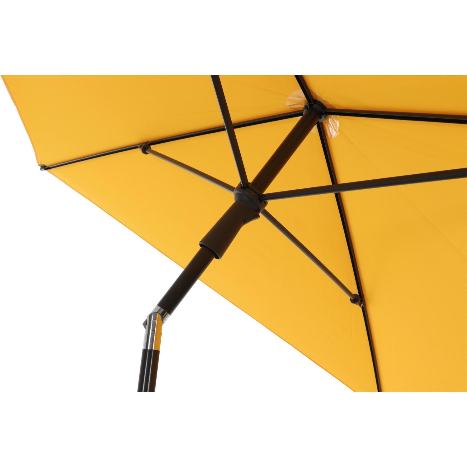 Gelber Siena Garden Marktschirm (210x140 cm) mit Knickfunktion, Ansicht von unten.