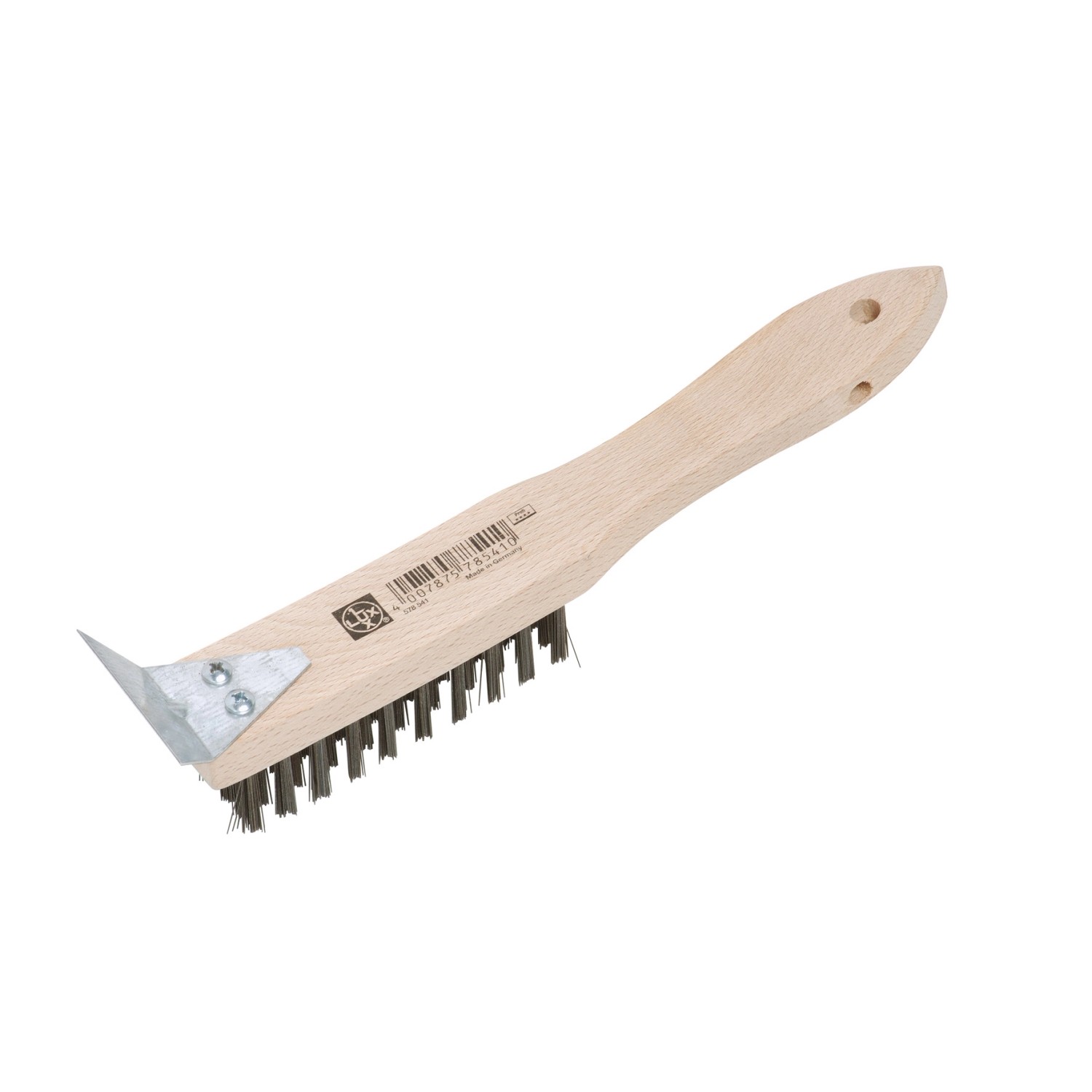 LUX Drahtbürste mit Schaber, 4-reihig, für Holz und Metall.