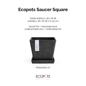 Ecopots Untersetzer quadratisch Dunkelgrau 18 cm