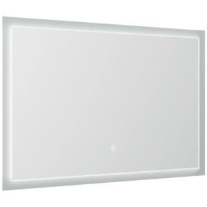 Rechteckiger LED Spiegel (90x53cm) mit Touch-Bedienung und umlaufender Beleuchtung.