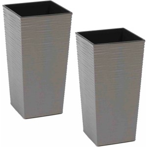 Siena Garden Pflanzsäulen-Set, 2-teilig, Eco Nizza Grau, 25x25x46,5 cm.