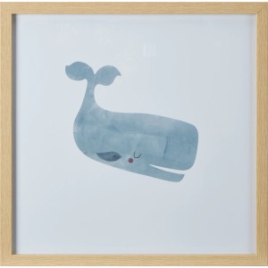 Bilderrahmen Under The Sea mit Wal-Motiv, Holzrahmen in Natur, 32,3x32,3 cm.