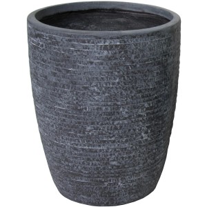 Hoher, graphitfarbener M Collections Pflanztopf Egg Pot aus Fibreclay, Ø 36 cm.