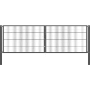 Doppeltor Flexo Plus, 500x160cm, anthrazit, mit Doppelstabmatte, Pfosten und Zubehör für Gartenzaun.