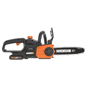 Worx Akku-Kettensäge WG322E.3, schwarz-orange, mit 20V Akku und 25 cm Schwertlänge.