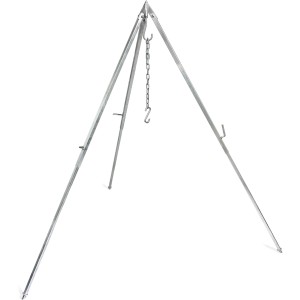 Petromax Dreibein Set, 4-teilig, aus Stahl mit Kette und Haken für Grillutensilien.