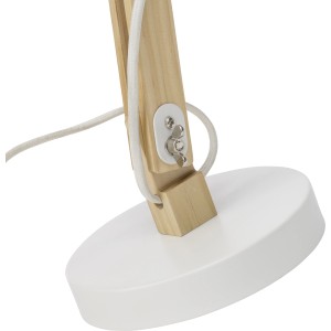 Brilliant Tischlampe Moda, weiße Schreibtischlampe aus Holz und Metall, 41,5 cm hoch.