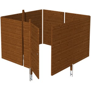 Skan Holz Abstellraum C2 Nussbaum für Carport: Holzschuppen mit Tür und Pfostenanker.