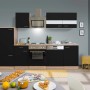 Respekta Economy Küchenzeile KB280ESSS, 280 cm, Schwarz und Eiche Sägerau Optik.