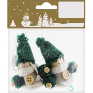 Weihnachtliche Wichtel aus Filz und Holz in 2 Ausführungen Grün-Weiß 7 cm
