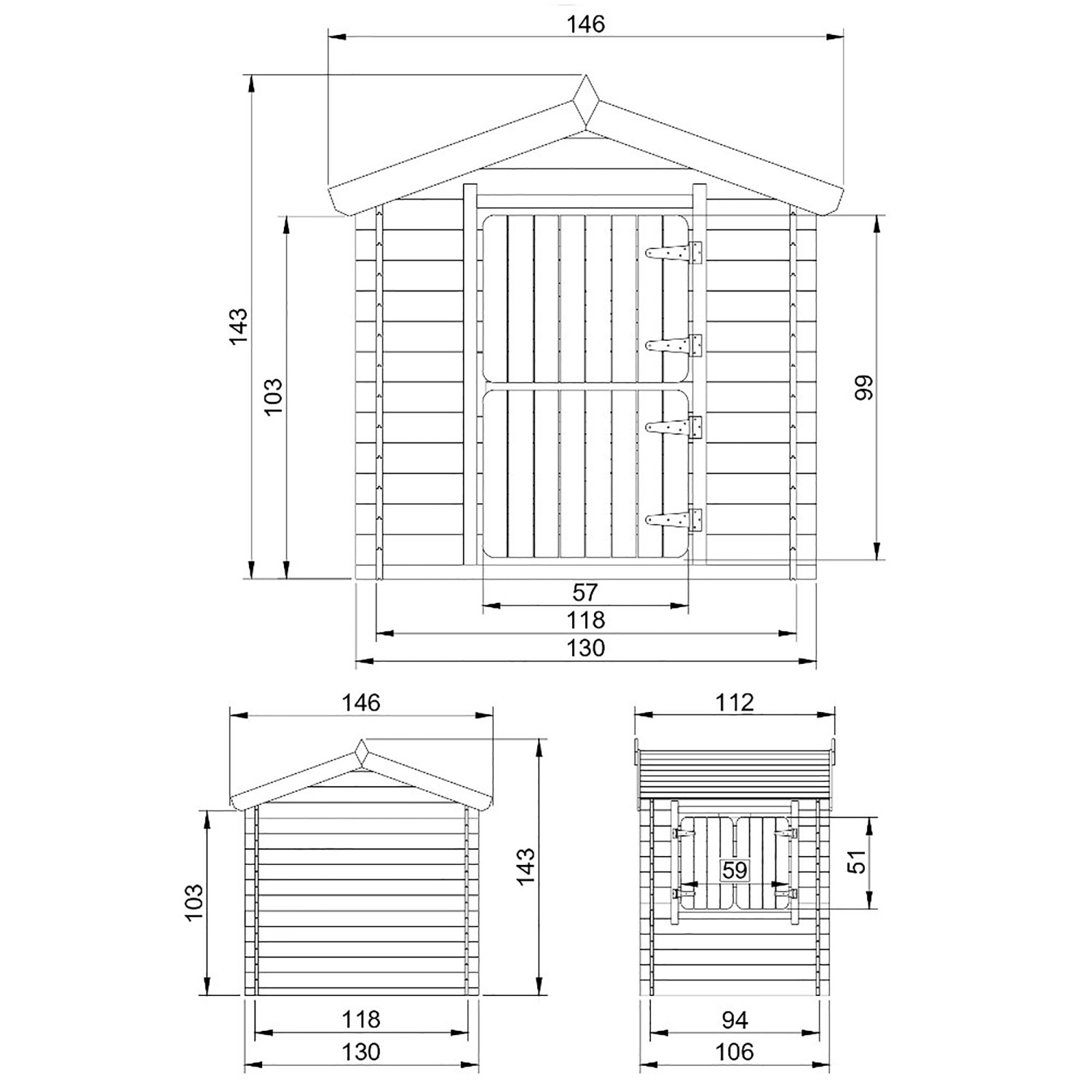 Timbela Kinderspielhaus Holz M516-1 1,1 m² ohne Boden im klassischen Stil_6