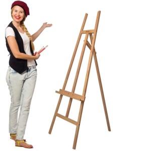 Artina Sevilla Staffelei aus Buchenholz, Dreifuß-Design, höhenverstellbar für Leinwände bis 120cm.
