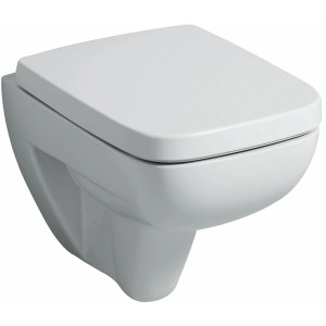 Geberit Wand-WC Renova Compact Square, Tiefspüler in Weiß mit verkürzter Ausladung.