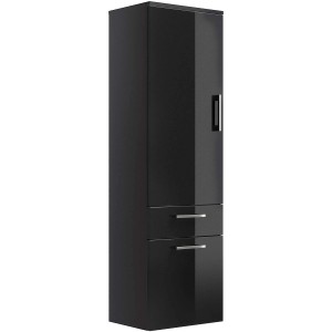 Posseik Bad-Hochschrank Rima, anthrazit, 40 cm breit, mit Tür und Schubladen für Badutensilien.