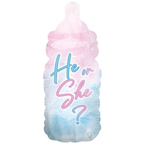 Party Factory Folienballon Gender Reveal in Rosa, Babyflaschen-Form, Ø 103 cm.