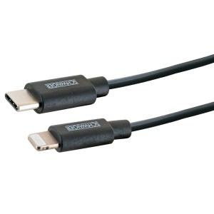 Schwaiger Lightning-Kabel, schwarz, 2m. USB-C auf Lightning zum Laden und Synchronisieren von Apple Geräten.