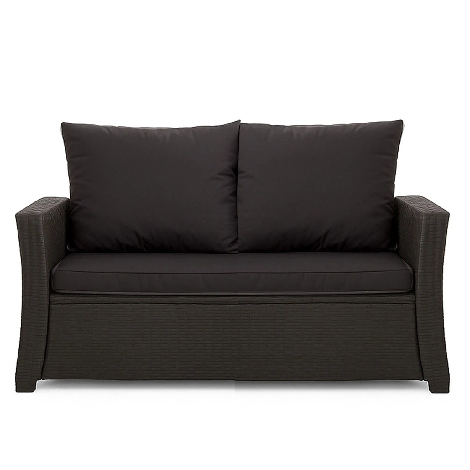 Schwarzes 1-tlg. Gartenkissen Set für 2-Sitzer Polyrattan Gartensofa (110x60x50 cm).