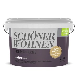Eimer Schöner Wohnen Trend Wandfarbe Universe, matte, bunte Innenfarbe für Wände und Decken, 2,5 l.