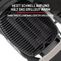 Detailaufnahme des porzellanemaillierten Gussrosts vom Weber Gasgrill Q2200N auf Rollwagen.