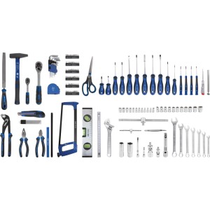 LUX-TOOLS Werkzeugset 155-tlg. aus Chrom-Vanadium-Stahl mit Knarren, Schraubendrehern, Zangen, Hammer.